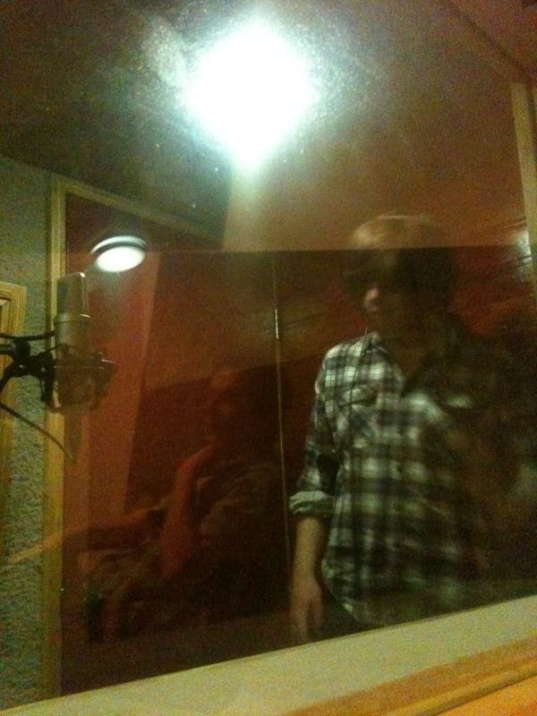 James doing vocal takes